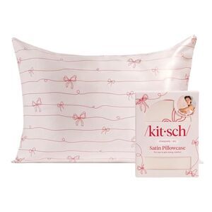 Kitsch Satin Pillowcase in Striped Bows